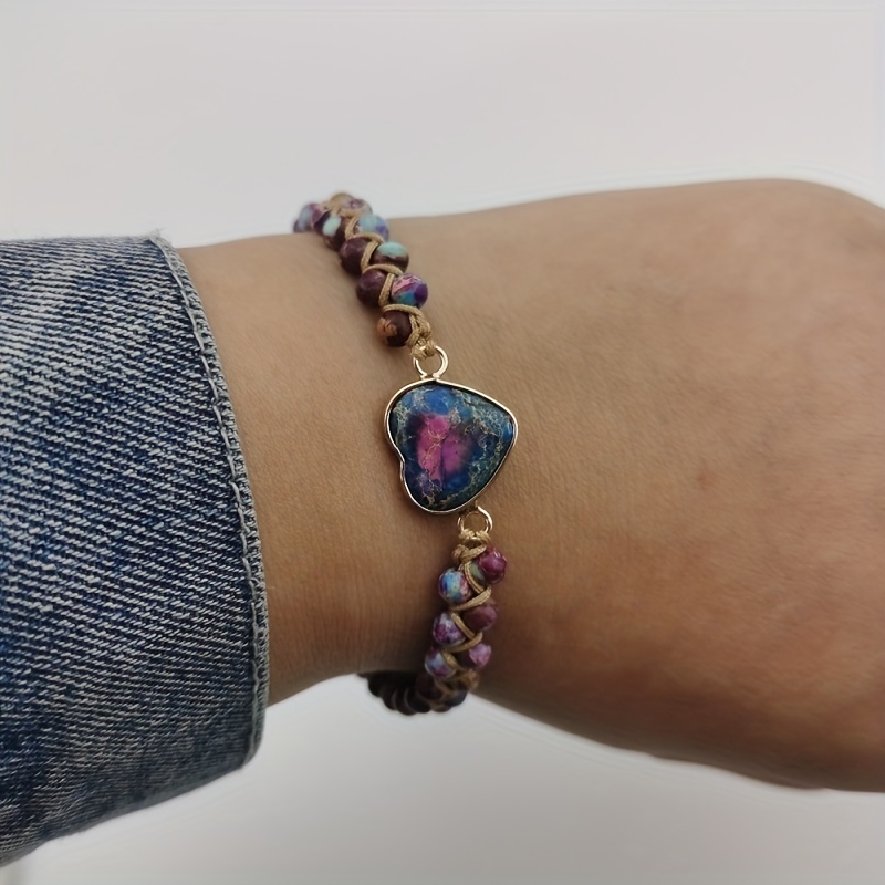 🎁 50% sleva na všechny produkty !🌟 Čistě ručně tkaný červený emperor stone broskvový náramek lásky srdce✨