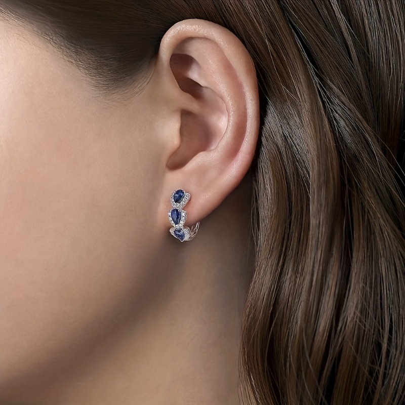 🎁 50% sleva na všechny produkty !💎 Lesklé elegantní jednoduché náušnice z drahokamů ve tvaru kapky vody✨