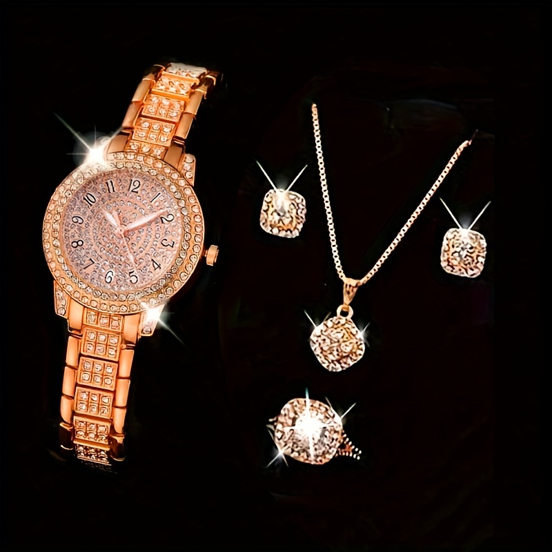 🎁 48% sleva na všechny produkty !✨ Luxusní britské hodinky Aqua Diamond Hip Hop módní analogové hodinky a 6dílná sada šperků😎
