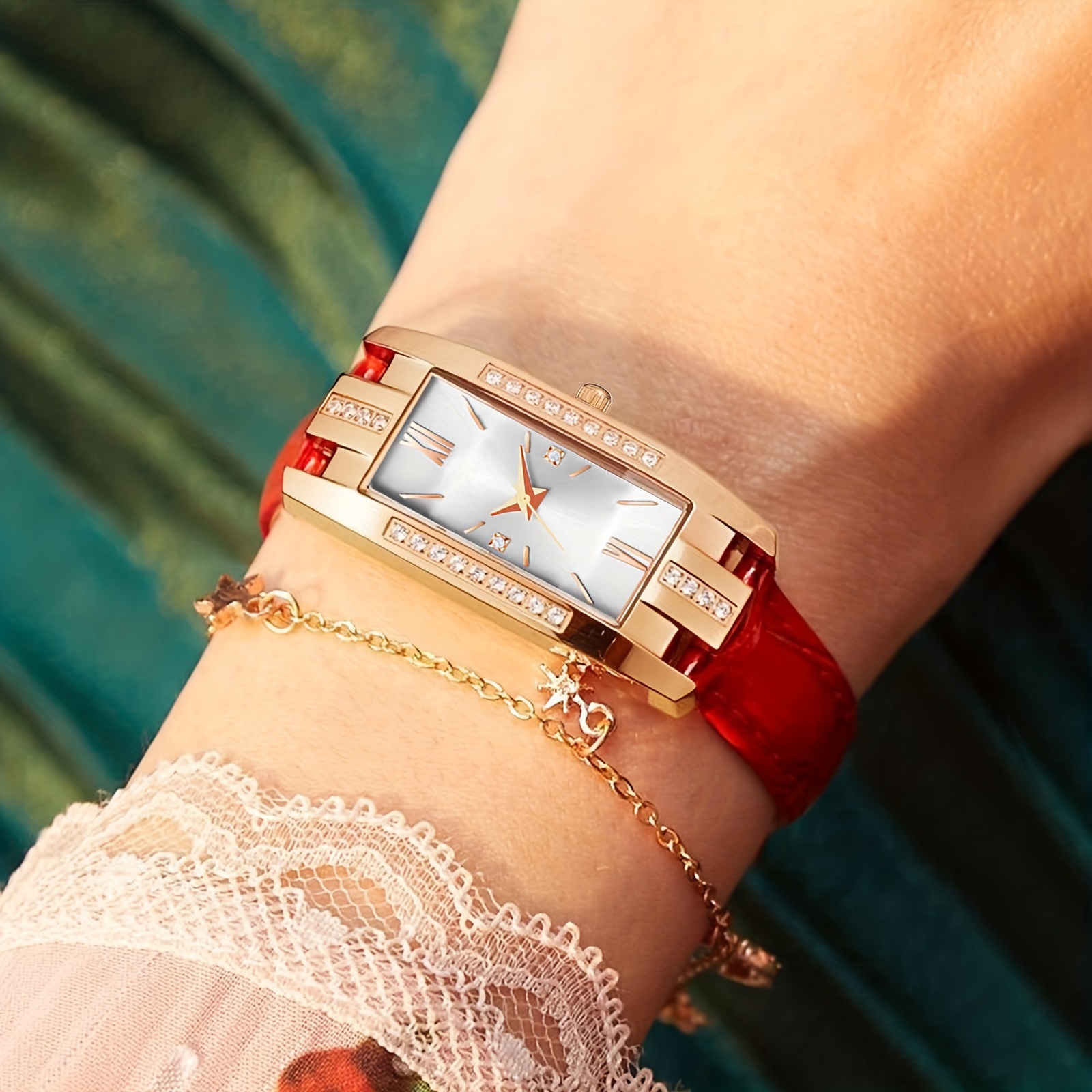 🎁 50% sleva na všechny produkty ! ⌚Dámské hodinky Quartz Band čtvercové římské číslice Hodinky Vintage Dress Watch Drahokamu hodinky💖