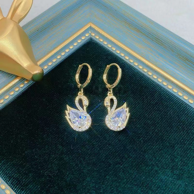 🎁 50% sleva na všechny produkty !✨18K Luxusní křišťálové náušnice labuť💎