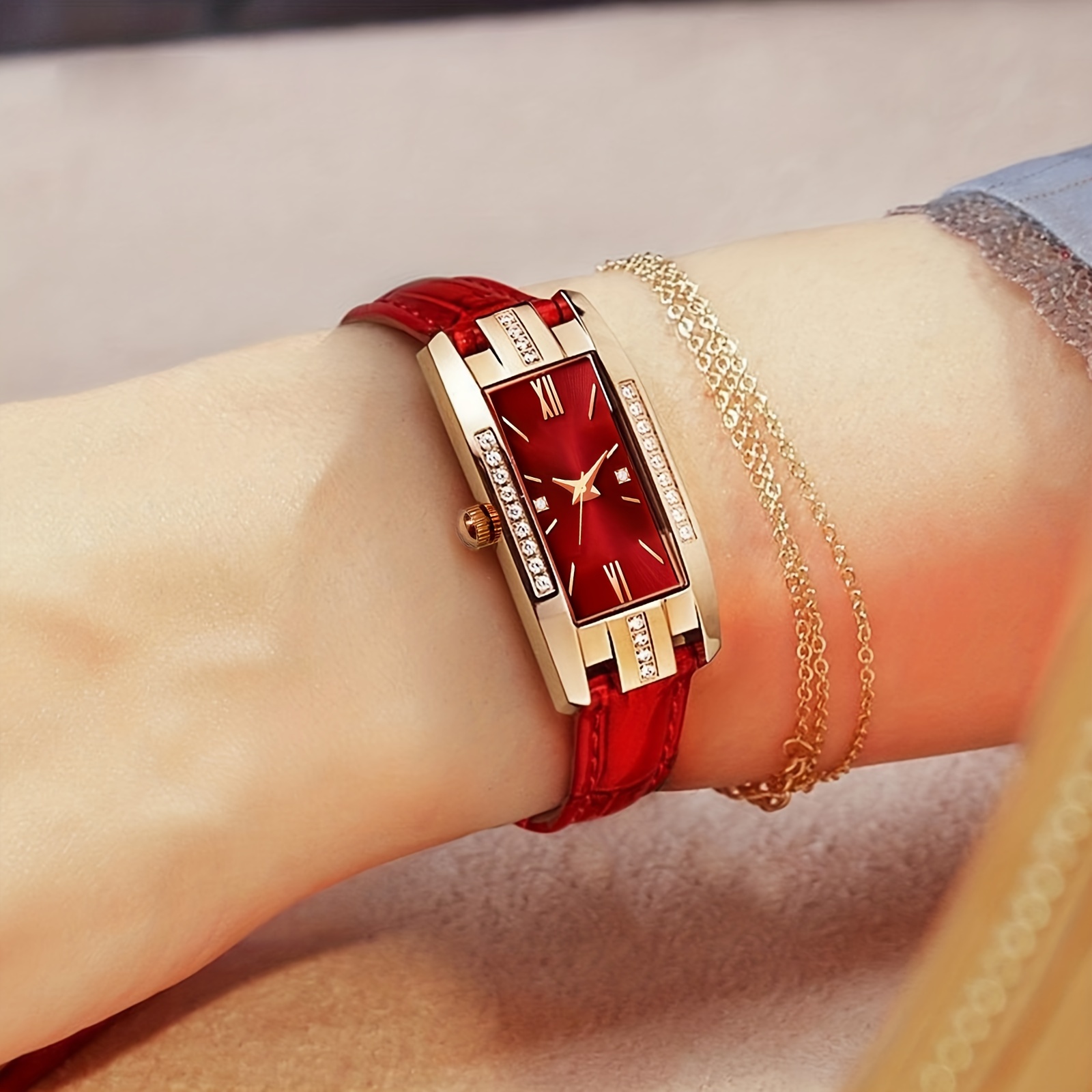 🎁 50% sleva na všechny produkty ! ⌚Dámské hodinky Quartz Band čtvercové římské číslice Hodinky Vintage Dress Watch Drahokamu hodinky💖