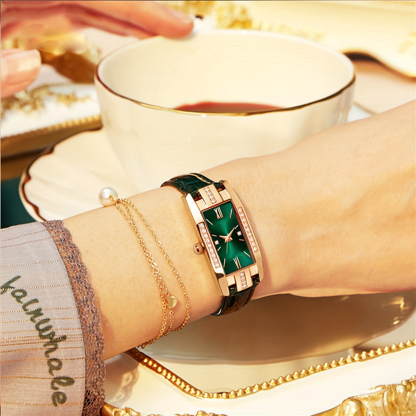 🎁 50% sleva na všechny produkty ! ⌚Dámské hodinky Quartz Band čtvercové římské číslice Hodinky Vintage Dress Watch Drahokamu hodinky💖