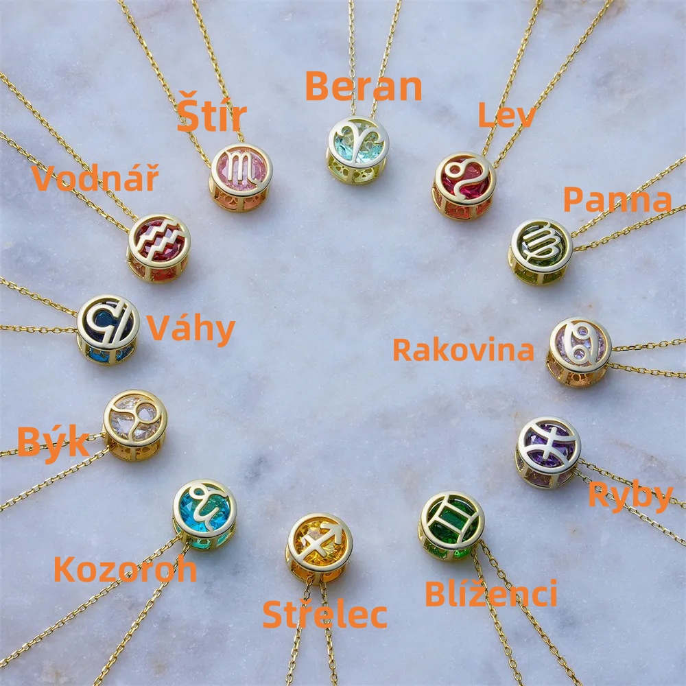 🌟🌈 Exkluzivní 18k zlatý náhrdelník zvěrokruhu s jedinečným kamenem✨🎁 (unisex)