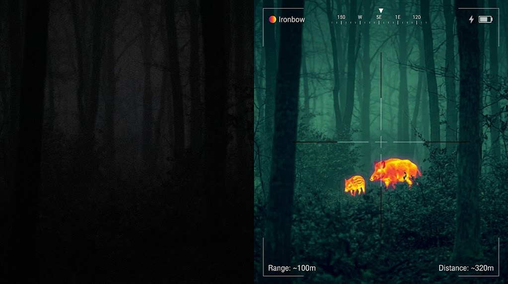 Porovn&aacute;n&iacute; pouh&eacute; oko vs Bi-Spectrum termovize