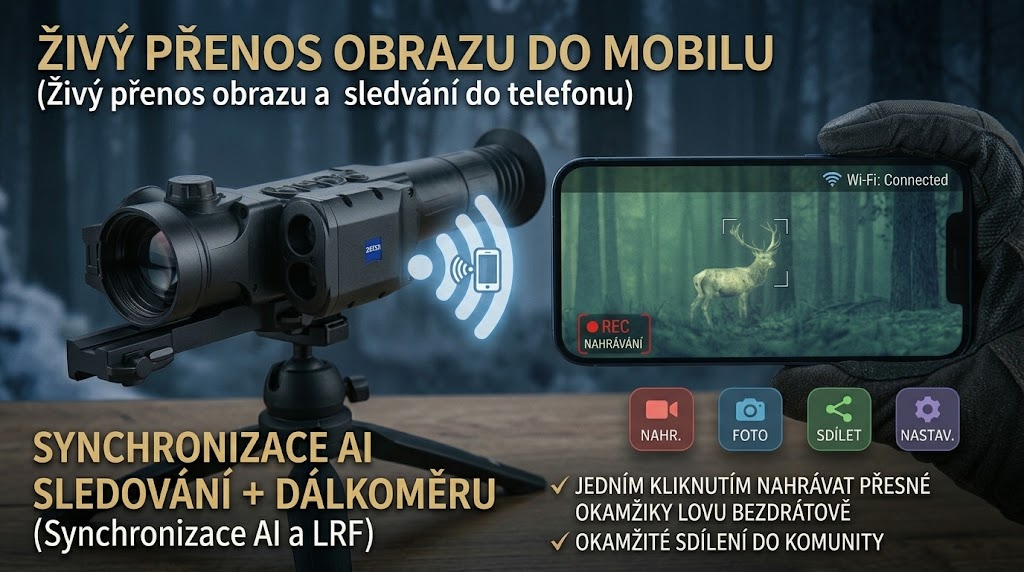 Bezdr&aacute;tov&yacute; Wi-Fi živ&yacute; přenos a nahr&aacute;v&aacute;n&iacute;