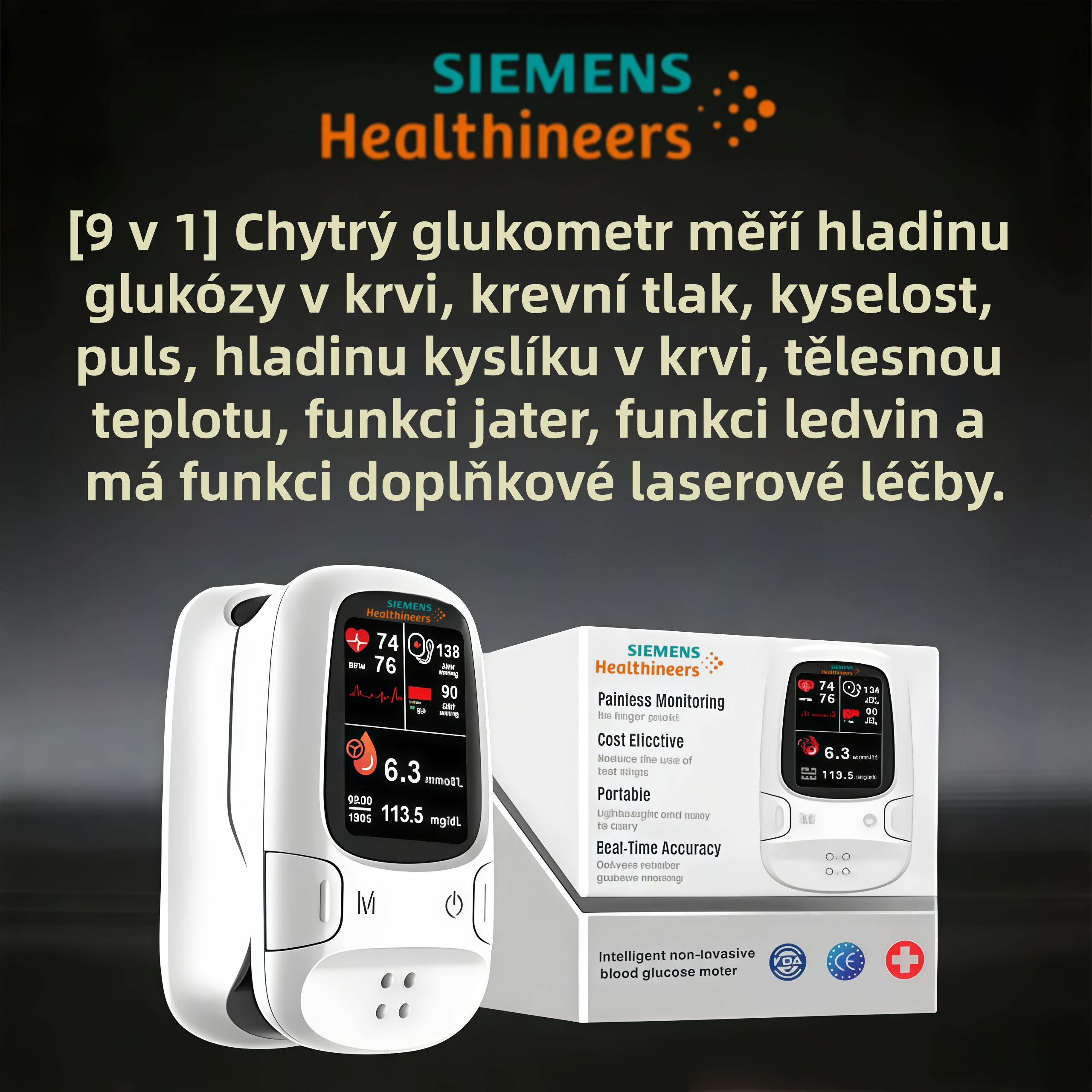 🔥Siemens Healthineers představuje novou generaci neinvazivního chytrého glukometru | Bezbolestné a přesné měření hladiny glukózy v krvi | 🔥Vyrobeno v USA🔥