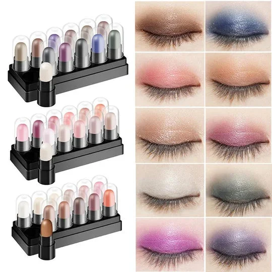 🎁 2024 Nový rok žhavý výprodej🎁Sada tužek na oči 12 barev nepropustná a dlouhotrvající voda Glitter Shimmer Pen Eye Shadow Pen