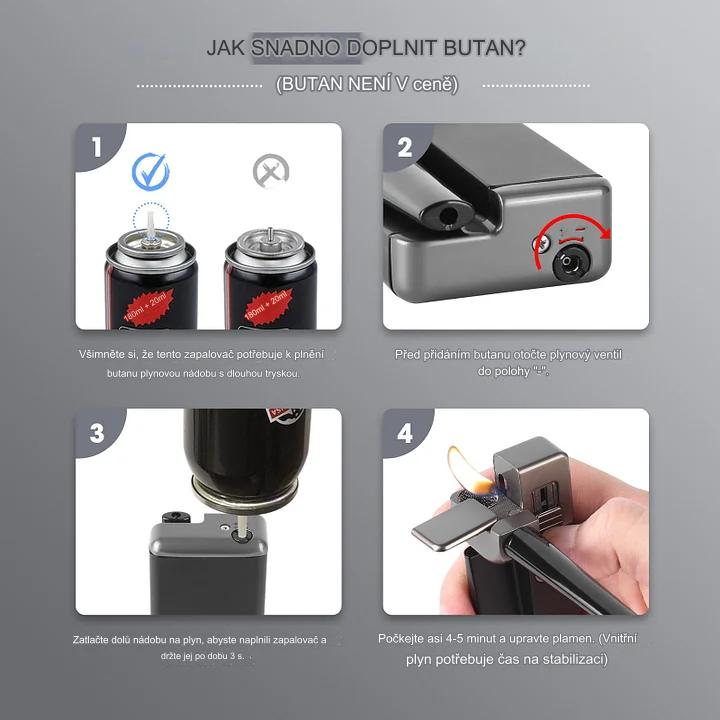 捷克YUSUD přenosný úderný kovový zapalovač 2 v 1 sada