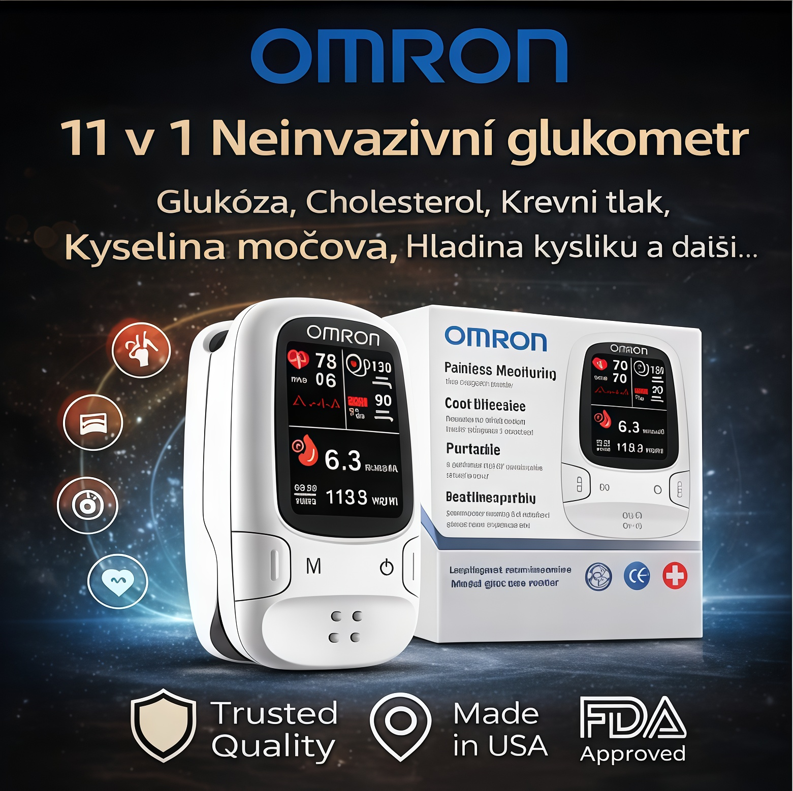🔥Omron™ Přenosný neinvazivní glukometr  🔥 Rozlučte se s bolestí a strachem při měření hladiny cukru v krvi.