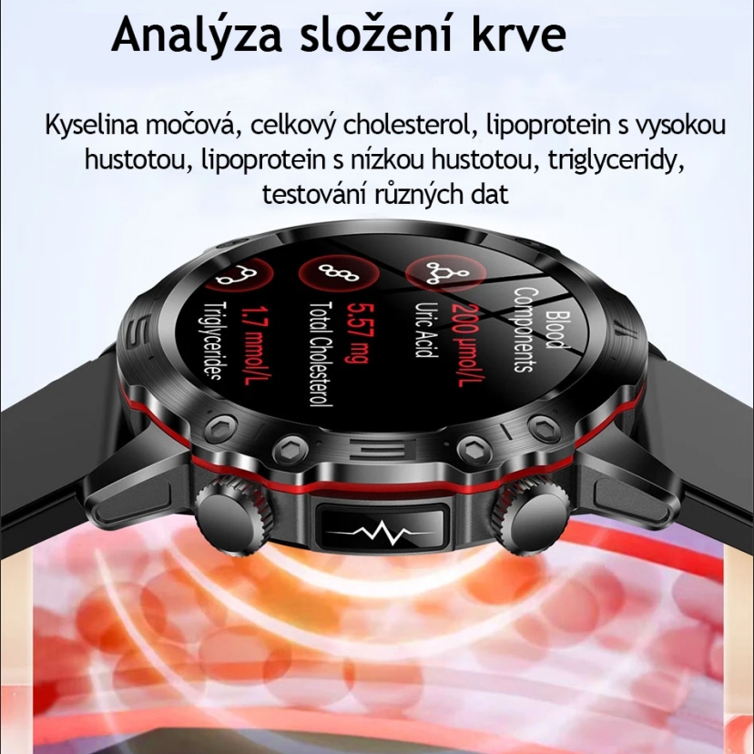 CHYTRÉ HODINKY S AI MEDICÁNSKOU DIAGNOSTIKOU - 2025 NOVÉ HODINKY S MĚŘENÍM KREVNÍCH LIPIDŮ, KYSELINY MOČOVÉ, HLADINY GLUKÓZY V KRVI - EKG+PPG, FITNESS TRACKER