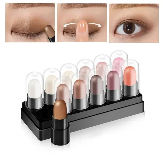 🎁 2024 Nový rok žhavý výprodej🎁Sada tužek na oči 12 barev nepropustná a dlouhotrvající voda Glitter Shimmer Pen Eye Shadow Pen
