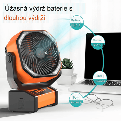 捷克Výkonný bezdrátový kempingový ventilátor 3 v 1 ideální na cesty