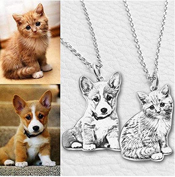 Vlastní obrázek vyrytý náhrdelník pro milovníka domácích mazlíčků Personalizovaný náhrdelník Foto přívěsek Sterling Silver
