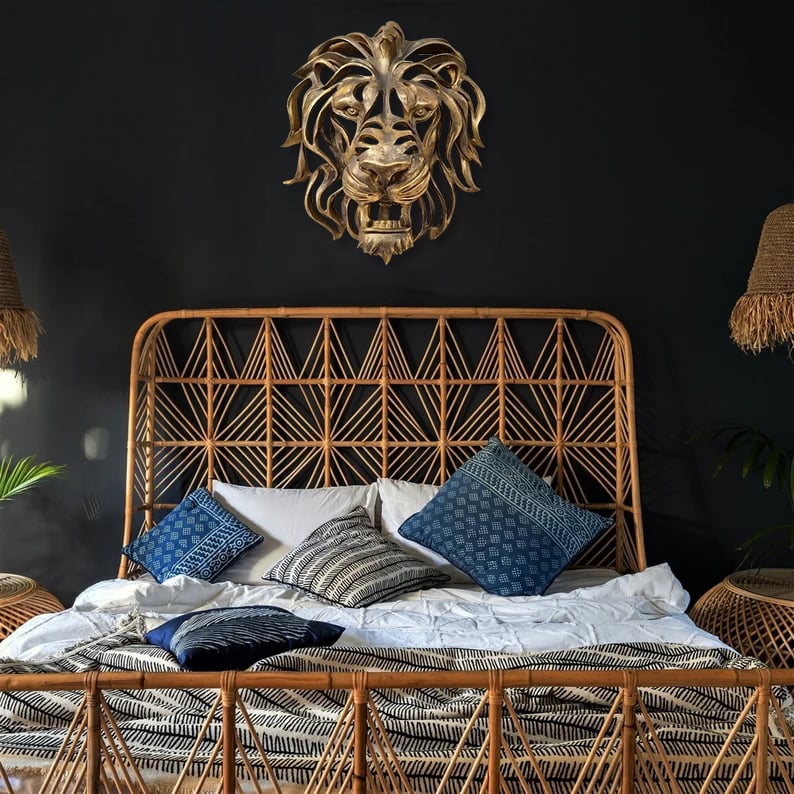 🦁Vzácný nález – nástěnná umělecká plastika s velkou lví hlavou🎁