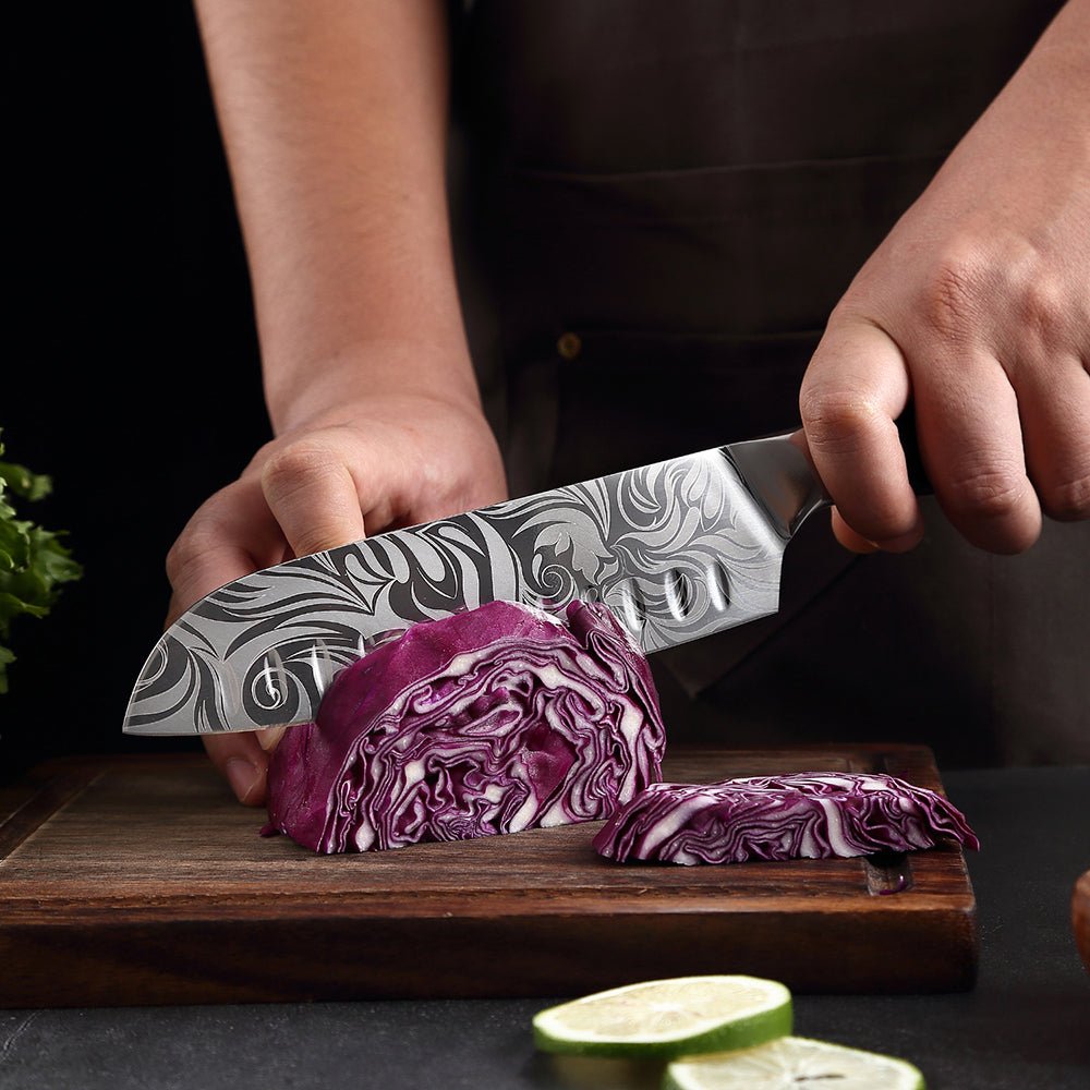 Conjunto de facas de chef japonês, cabo ergonômico de resina verde