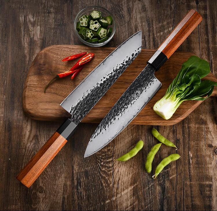 Conjunto de facas de cozinha japonesas, conjunto de faca profissional forjada à mão de 7 peças