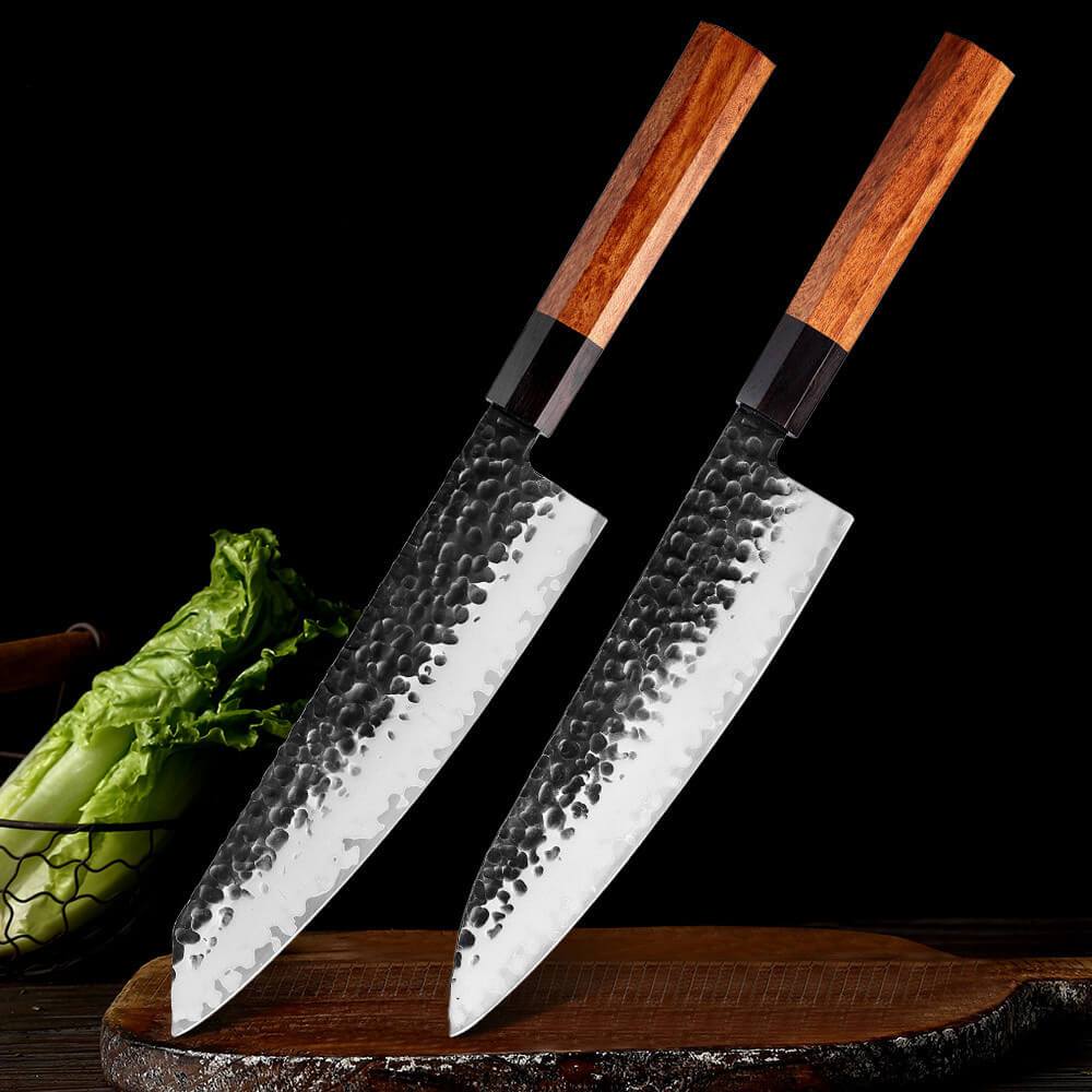 Conjunto de facas de cozinha japonesas, conjunto de faca profissional forjada à mão de 7 peças