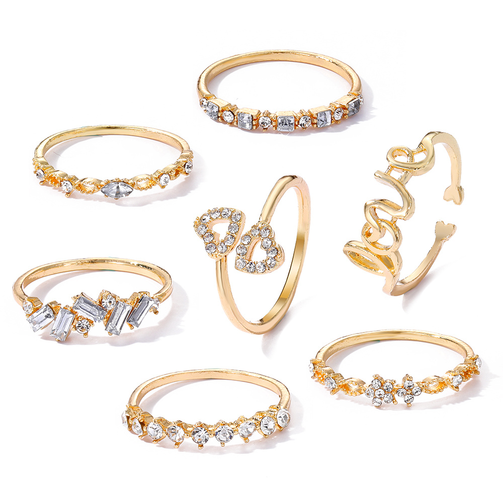 🎁 50% sleva na všechny produkty ! 💖Stylové zlaté písmena drahokamu prsten sada💍