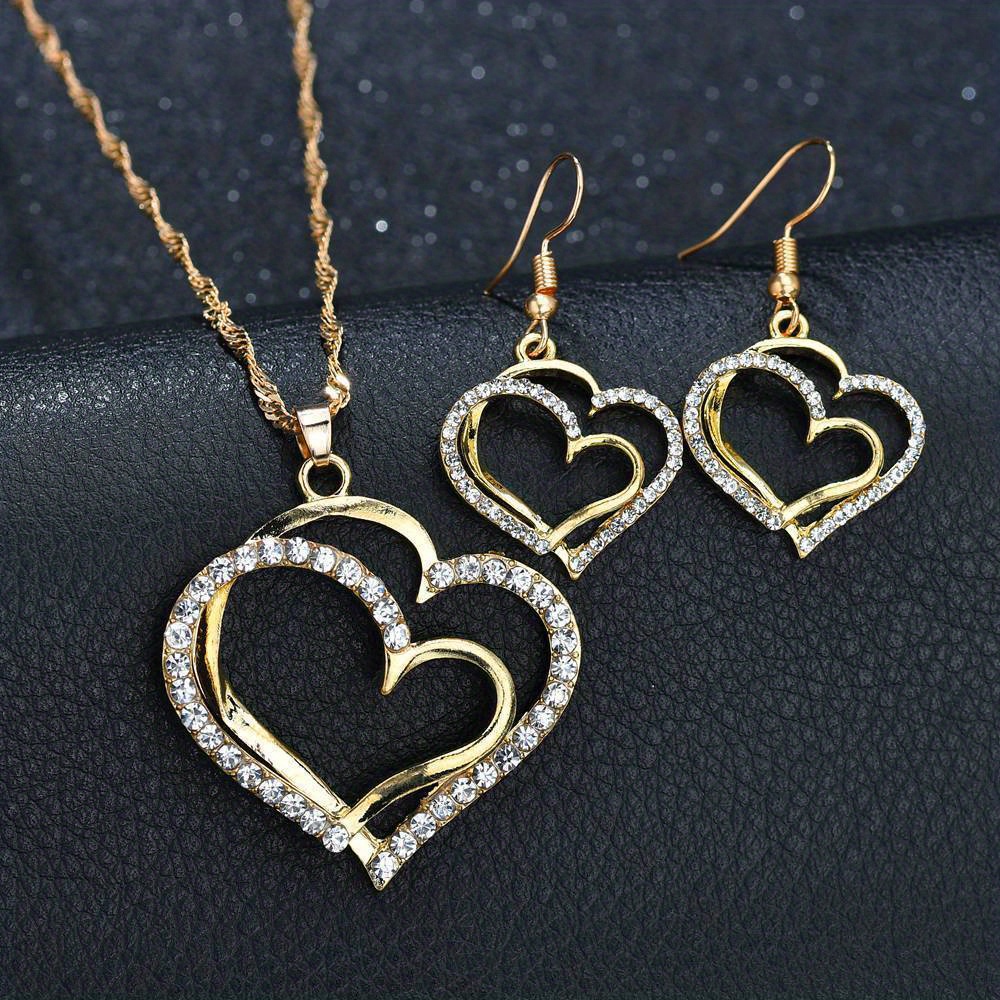🎁 50% sleva na všechny produkty !💎Nádherný diamantový dvojitý dutý náhrdelník lásky✨