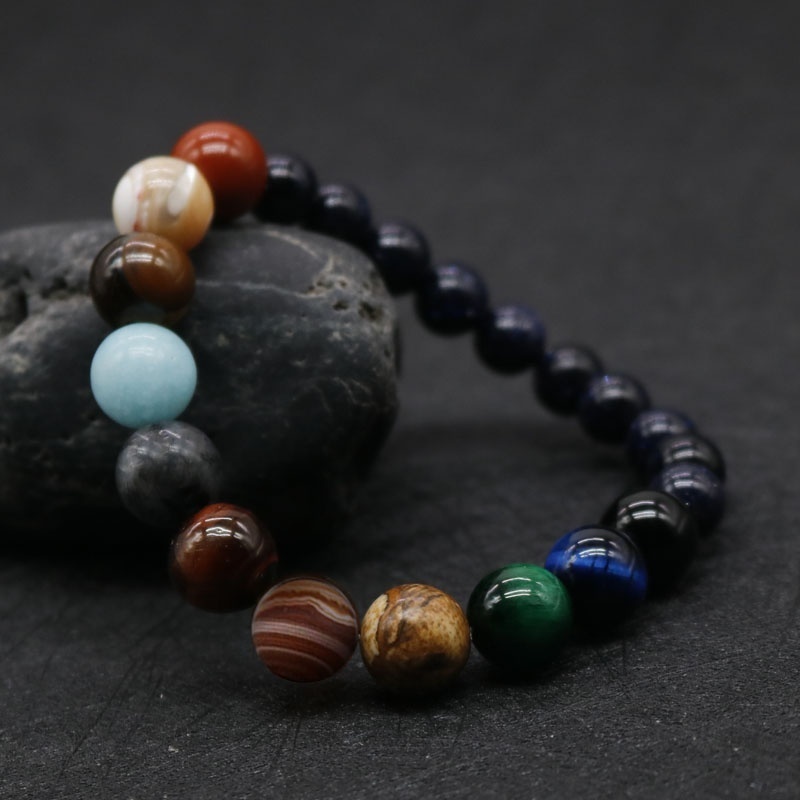 🎁 50% sleva na všechny produkty ! 🌌Módní sluneční náramek z přírodního kamene z kosmické jógy čakry z osmi planet🌟