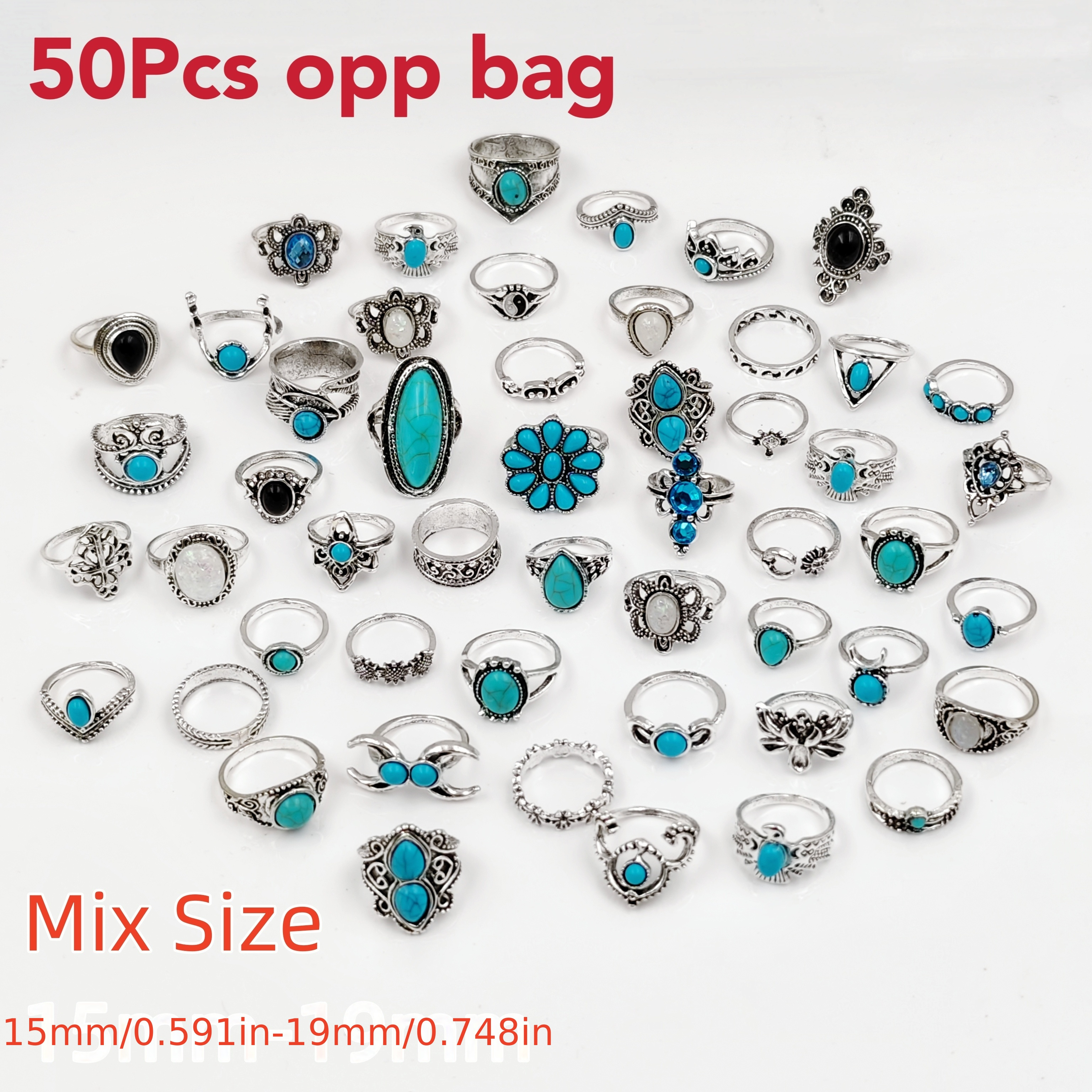🎁 50% sleva na všechny produkty !🌈Vintage Boho Blue Stone Tyrkysový prsten✨