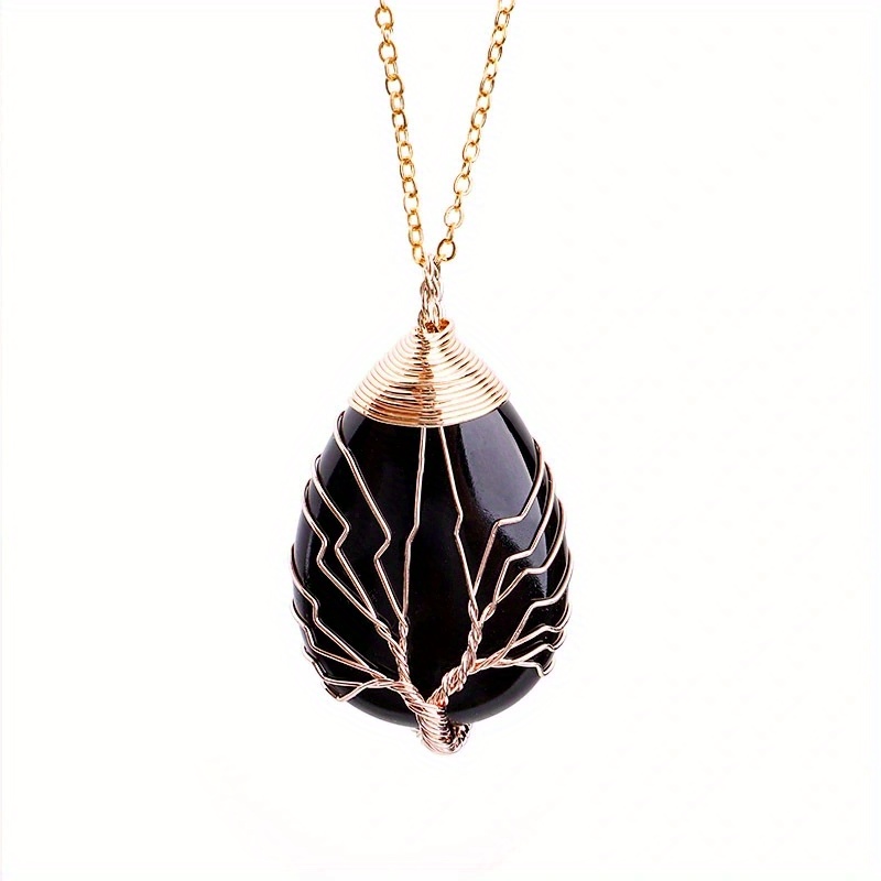 🎁 50% sleva na všechny produkty !🌟Vintage náhrdelník s přívěskem z přírodního kamene s tygřím okem💎