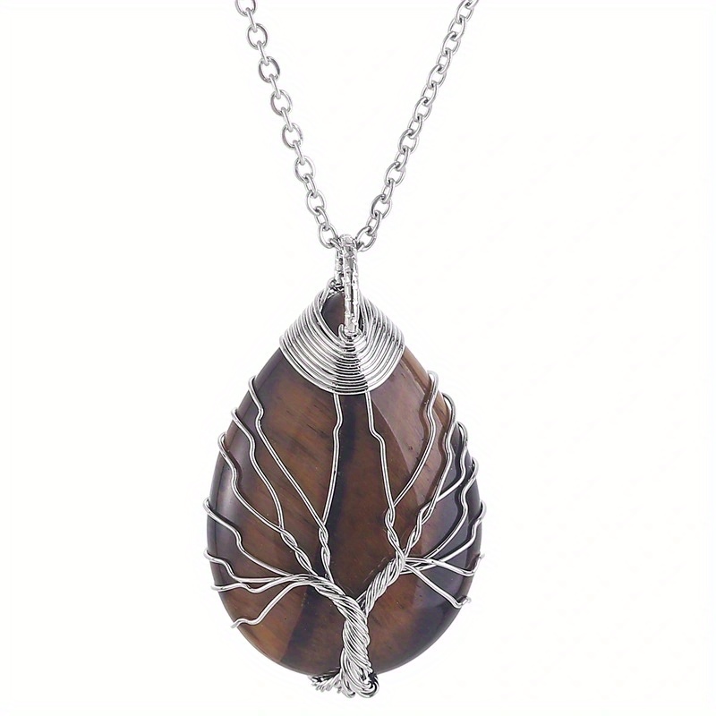 🎁 50% sleva na všechny produkty !🌟Vintage náhrdelník s přívěskem z přírodního kamene s tygřím okem💎