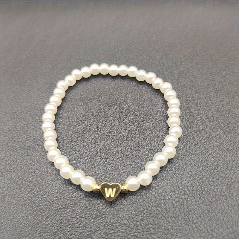 🎁 50% sleva na všechny produkty ! 💖 Klasický perlový náramek ve tvaru srdce A-Z ✨