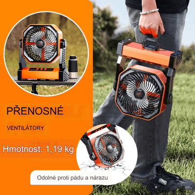 捷克Výkonný bezdrátový kempingový ventilátor 3 v 1 ideální na cesty