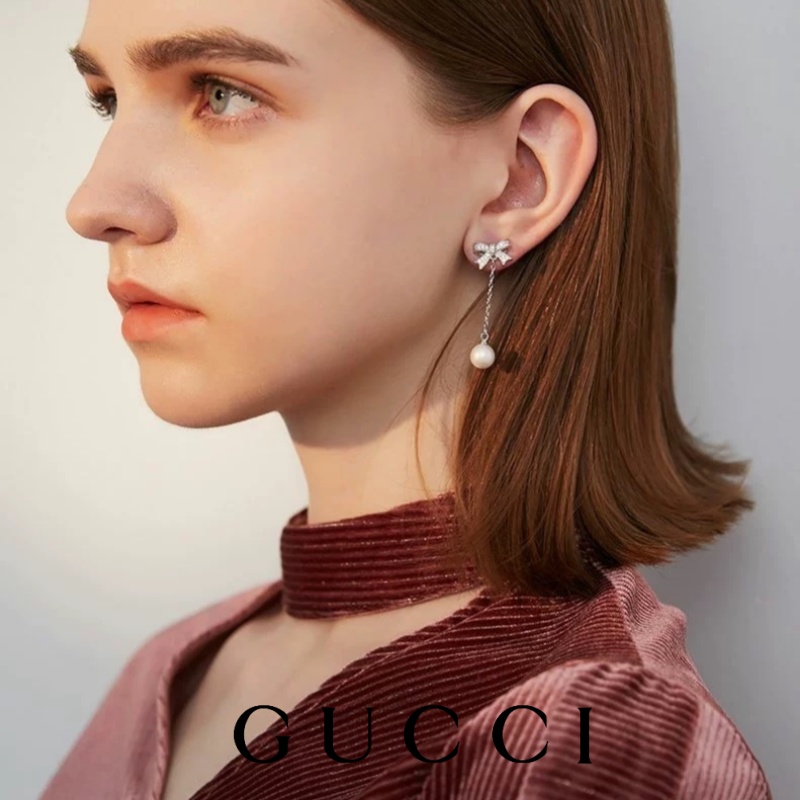 Cercei cu fundita din aur roz Gucci