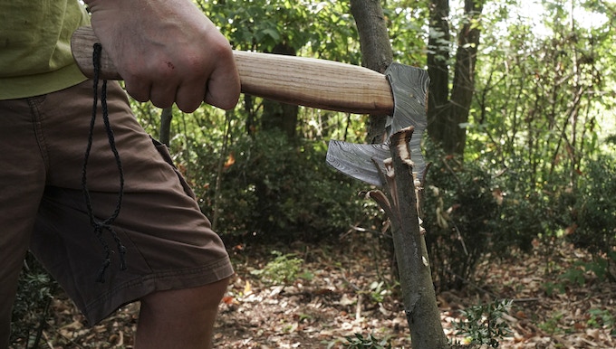 Machado de aventura com cabo de fibra de carbono forjado à mão multiuso