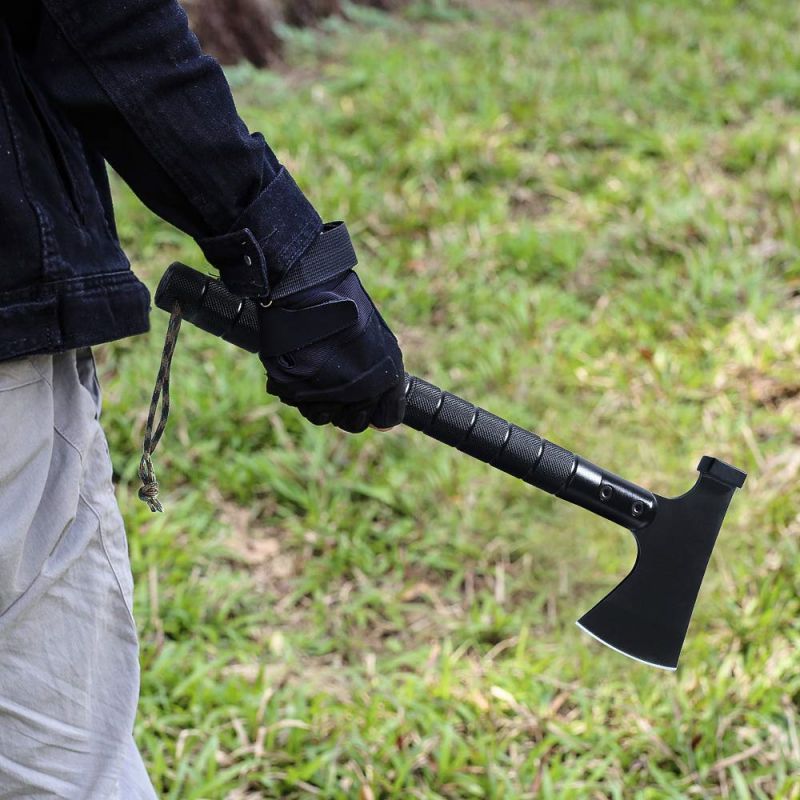 Topor tactic de supraviețuire pliabil, topor multifuncțional pentru camping în aer liber, topor tactic de supraviețuire pliabil cu ciocan, mâner reglabil, teacă de nailon, set de instrumente multifuncționale pentru aventură în aer liber