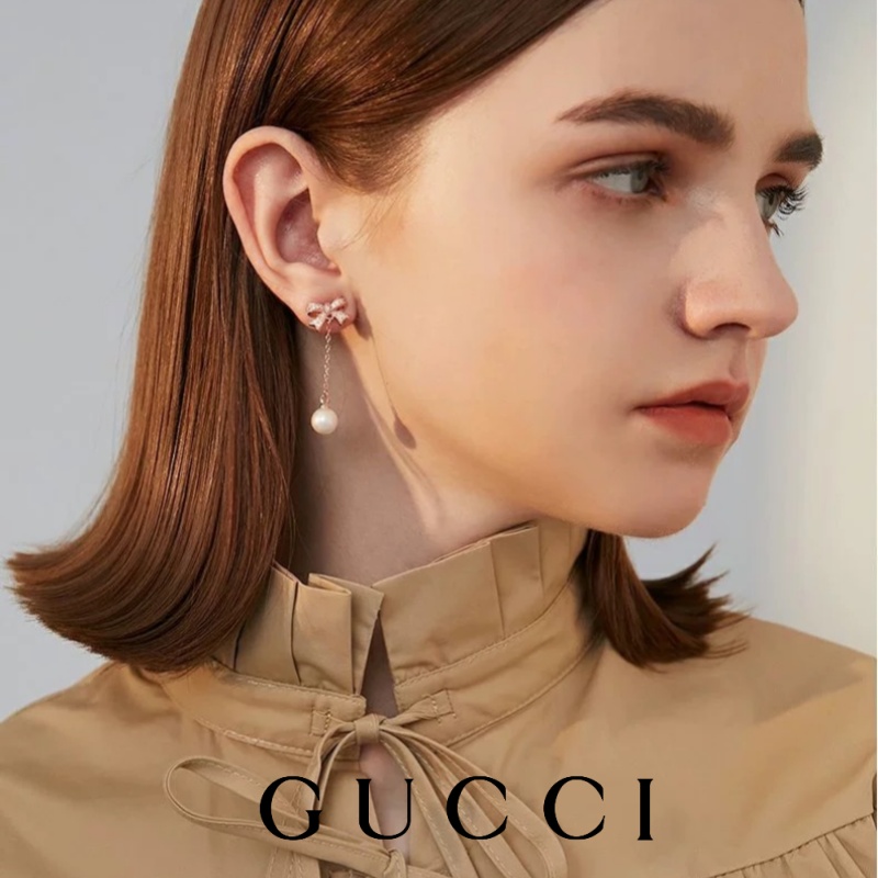 Cercei cu fundita din aur roz Gucci