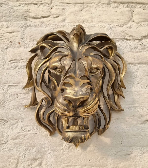 🦁Sculptură de artă montată pe perete cu cap de leu de descoperire rară🎁