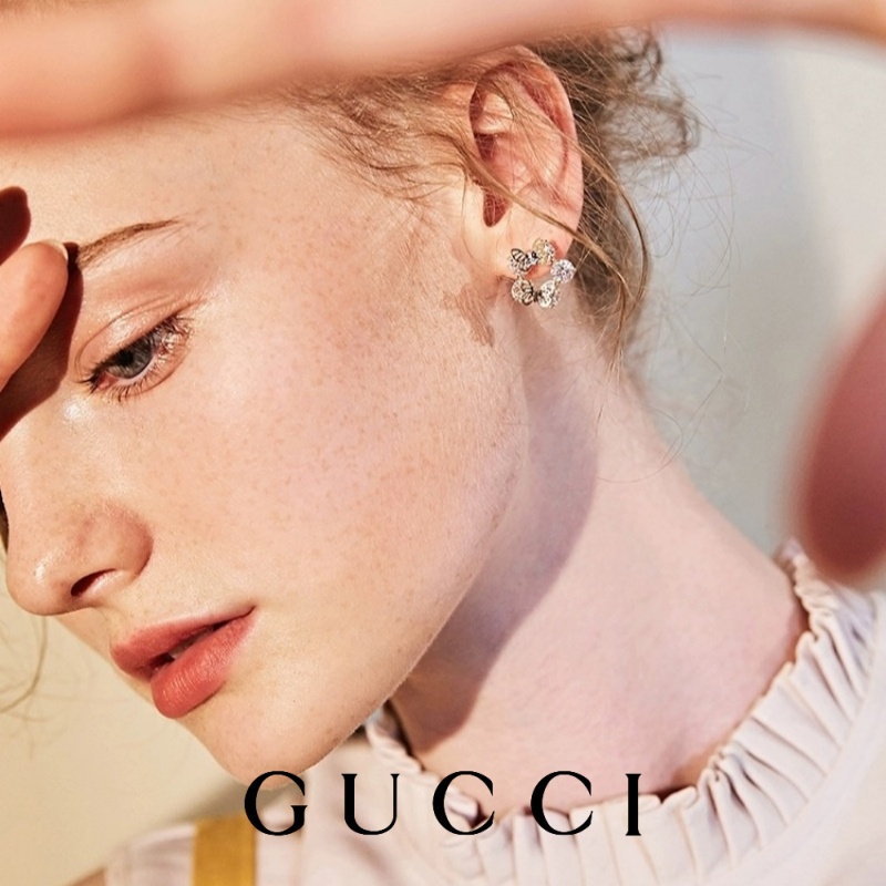 Cercei Gucci cu diamante elisabetane din aur de 18k