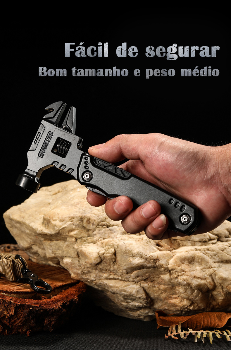 Chave multifuncional ao ar livre, martelo, alicate dobrável e faca combinação tudo-em-um acampamento portátil autodefesa carro ferramenta multiuso nova tendência