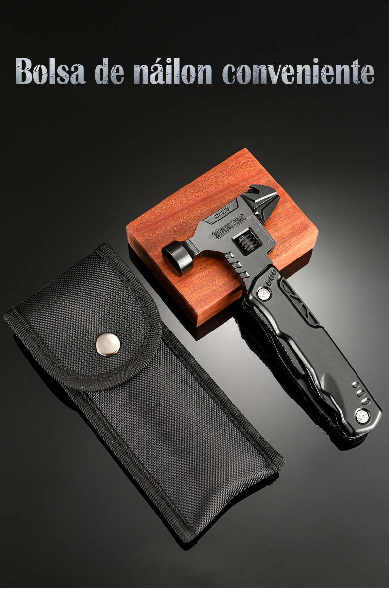 Chave multifuncional ao ar livre, martelo, alicate dobrável e faca combinação tudo-em-um acampamento portátil autodefesa carro ferramenta multiuso nova tendência