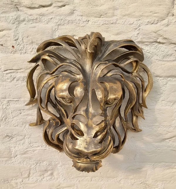 🦁Sculptură de artă montată pe perete cu cap de leu de descoperire rară🎁