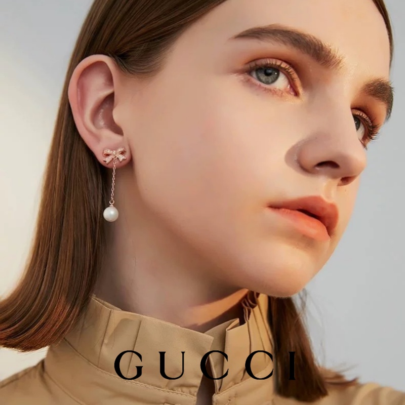 Cercei cu fundita din aur roz Gucci