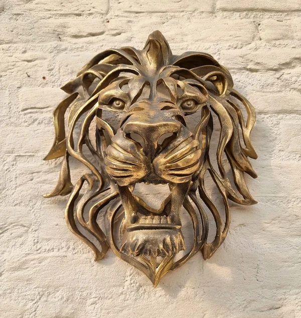 🦁Sculptură de artă montată pe perete cu cap de leu de descoperire rară🎁