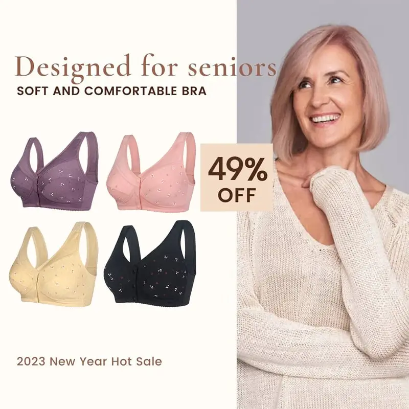 🌹BUY 2 GET 1 FREE🌹DESIGN FOR SENIOR FRONT CLOSURE COTTON BRA🎀(PLEASE ADD 3/5 PCS TO YOUR CART😍)