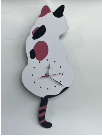 Nordic Cat Wagging Tail Wall Clock
