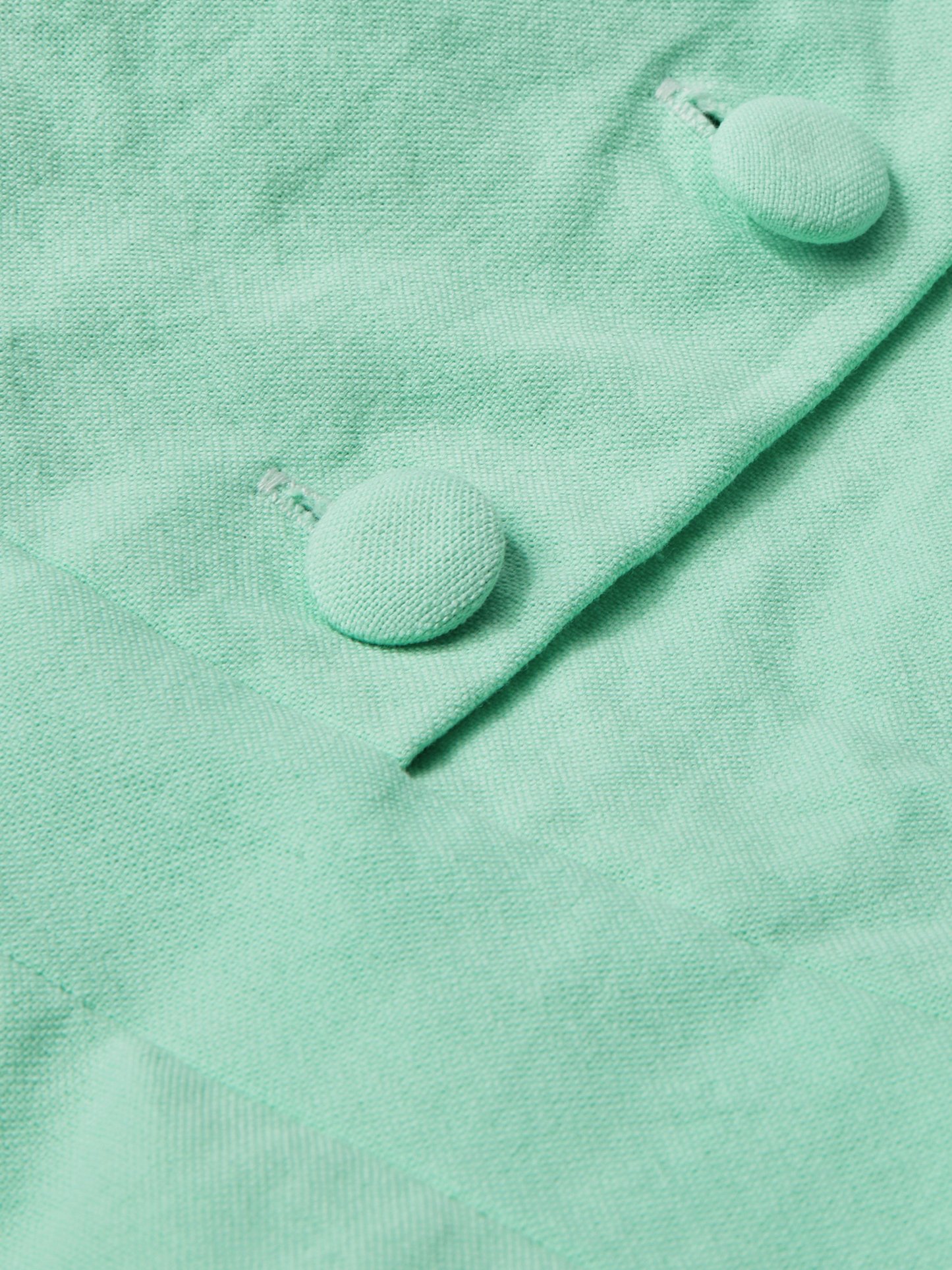 Maxi Cotton Dress , Cap Sleeves, Shawl Collar, Plain, Button Design, Vintage,  Light Green