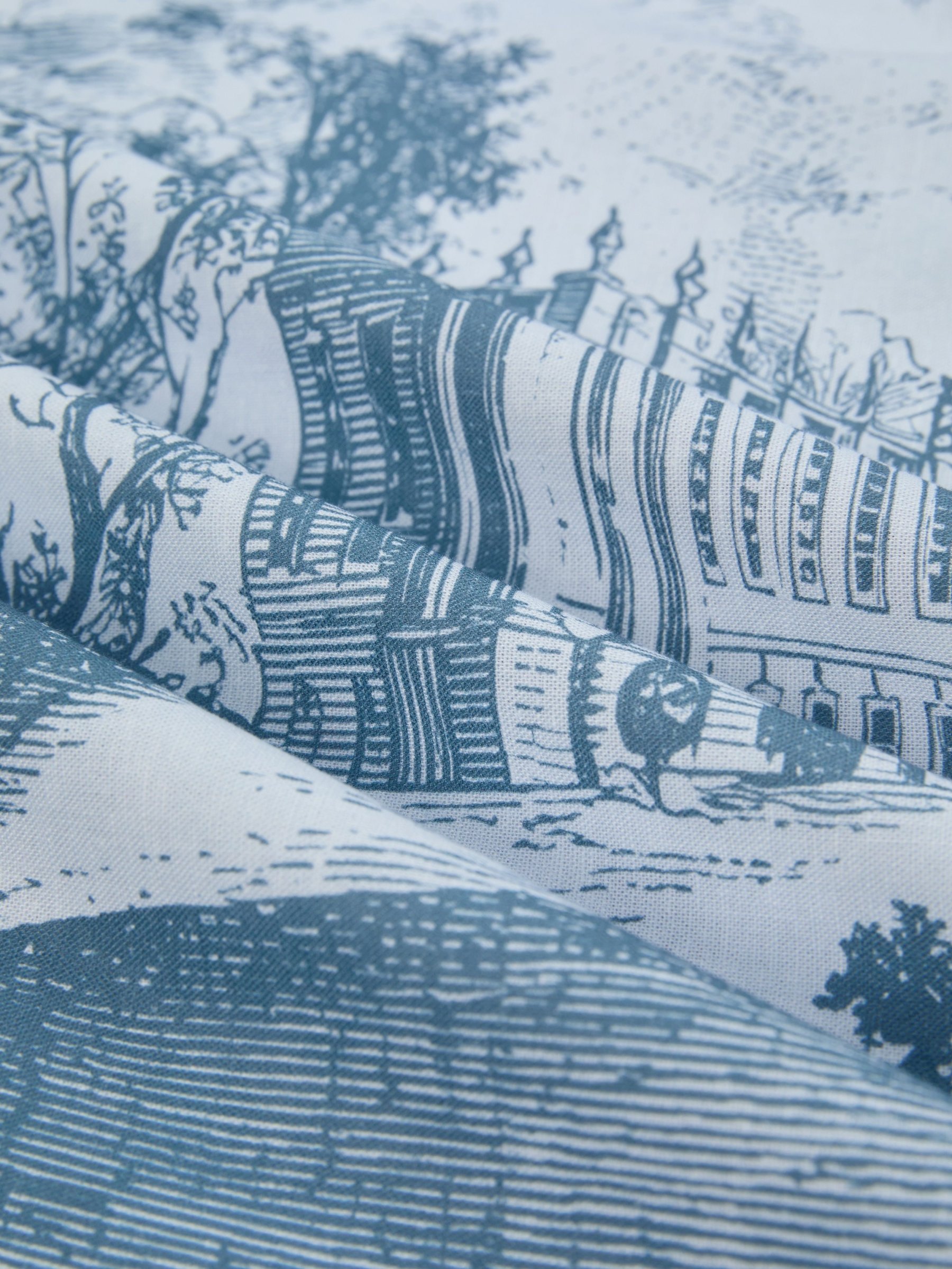 Maxi Cotton Dress, Long Sleeves, Stand Collar, Floral, Pocket Design, Vintage, Blue