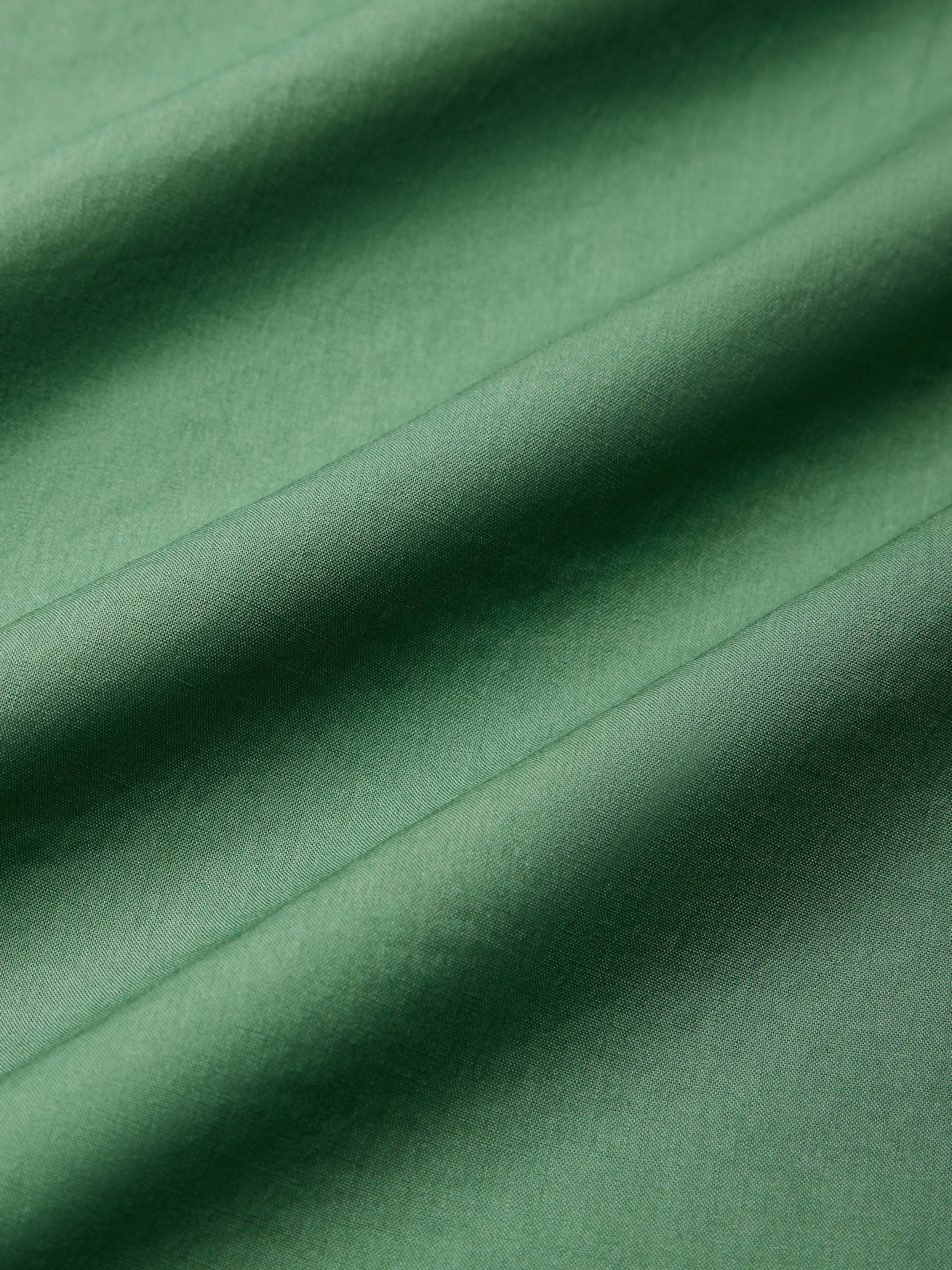 Pure Cotton Maxi Dress, Short Sleeve, Lace Collar, Plain, Vintage, Green