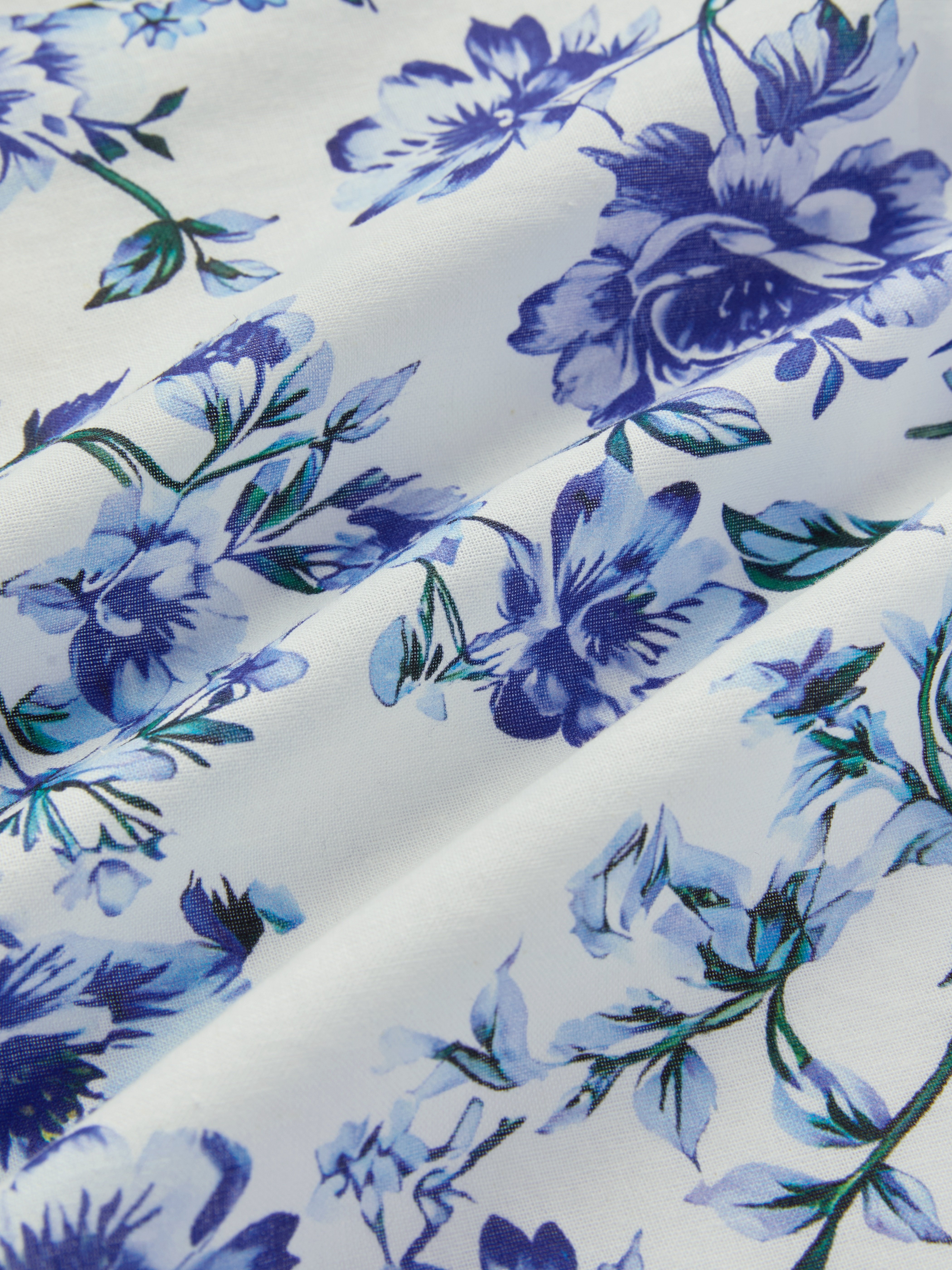 Maxi Cotton Dress, Sleeveless, Floral, Vacation, Vintage, Blue