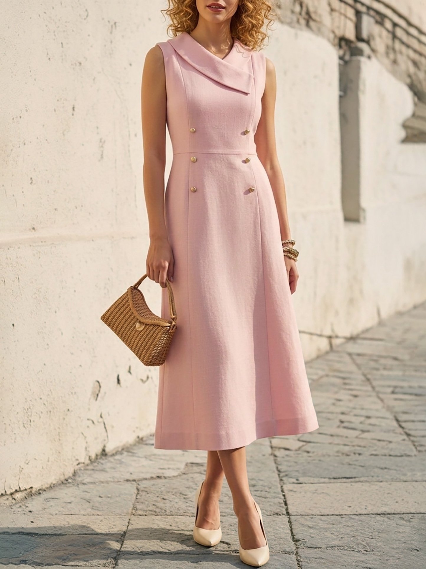 Formal Plain Shawl Collar Dress With Belt