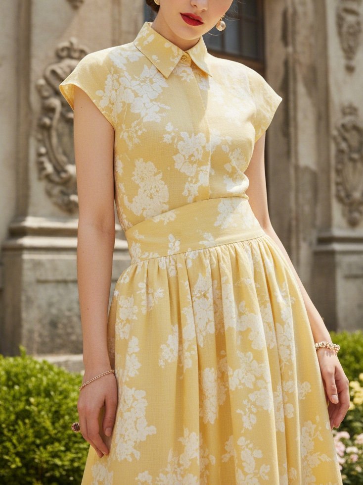 Vintage Regular Sleeve Floral Shirt With No