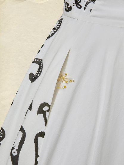 Maxi Cotton Dress, Cap Sleeves, V Neck, Paisley, Lace, Vacation, Vintage, White